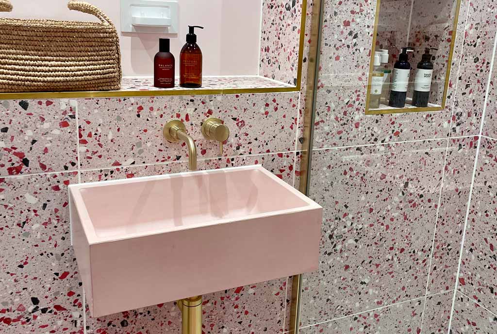 Pink Sink With Pink Terazzo Tiles Joseph King Interiors Bristol Feature Image