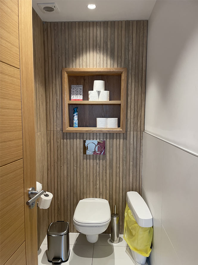 Smile Orchard Wood Effect Tile WC by Joseph King Interiors Bristol